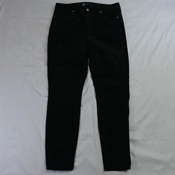 Gap 10 Black Corduroy High Rise Universal Legging Exposed Button Fly Pants - Picture 1 of 5